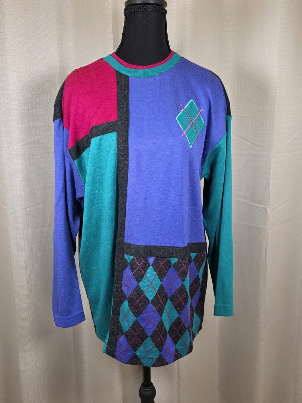 Vintage 90s Colorblock Abstract Sweater Oversized L XL